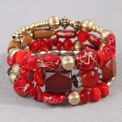 Bohemia Resin Beads Mixed Color Multilayer Bracelet Sets For Women Accessories Ocean Holiday Accessories