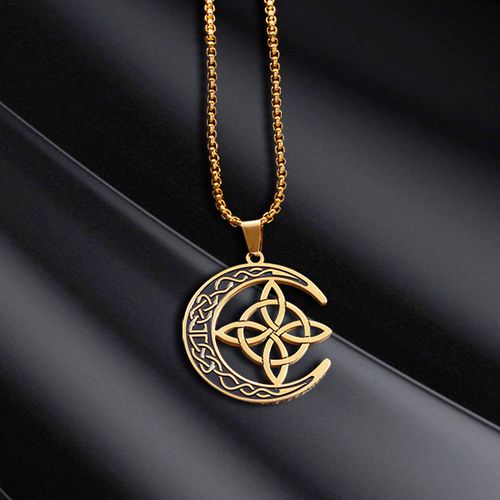 🔥2 piece🎉Celtic Moon Pendant Necklace, mysterious design, high-gloss finish 🌙✨📦