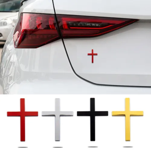 4pcs Car Styling 3D Metal Sticker Christian Cross Auto Body Emblem Badge Decal Stickers