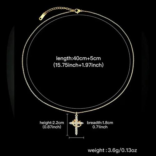 2pcs Luxury Zircon Gold Color Crown Cross Necklace For Women Couples Rhinestone Pendant Necklace Clavicle Chain Jewelry Prayer Gift