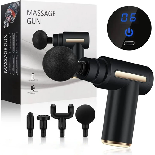 Four replaceable pocket deep tissue massage gun, portable percussion muscle massage gun, ultra-small quiet muscle massage gun