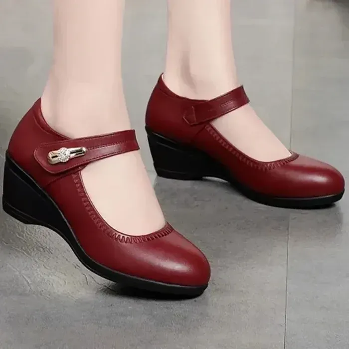 Women Fashion High Quality Wedge Heel Shoes for Spring Summer Lady Casual Street Comfort Black High Heel Shoes for Student A06