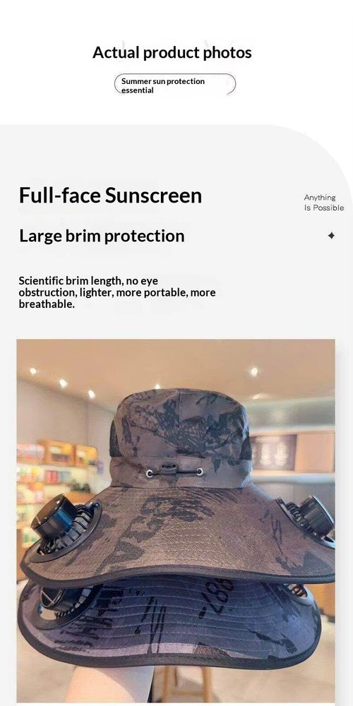Fan Hat Wide Bri m Solar Charging Fisherman Hat Multi Functional Outdoor Sun Shade For Camping Hiking Farming Adult