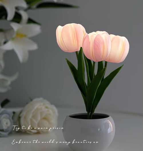 Tulip Table Lamp LED Bedside Lamp Simulation Flower Bouquet Bedroom Bedside Romantic Atmosphere Birthday Gift Home Decoration