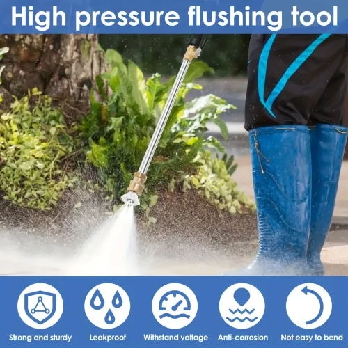 Heavy duty high-pressure cleaning spray bar with two nozzles - a multifunctional garden hose for car and yard cleaning.