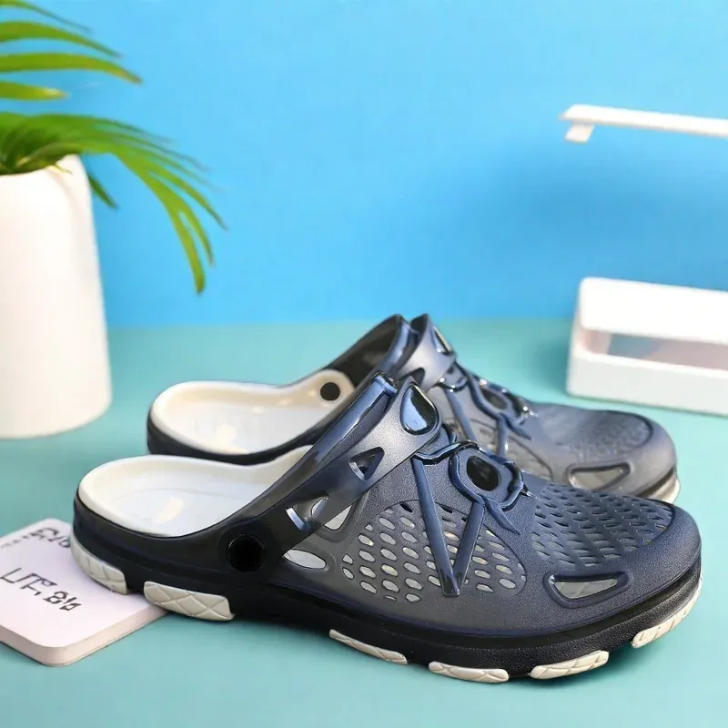 Men's lightweight slip-on sandals, indoor non-slip, outdoor beach casual, daily wear, comfortable slip-on shoes, fashionable