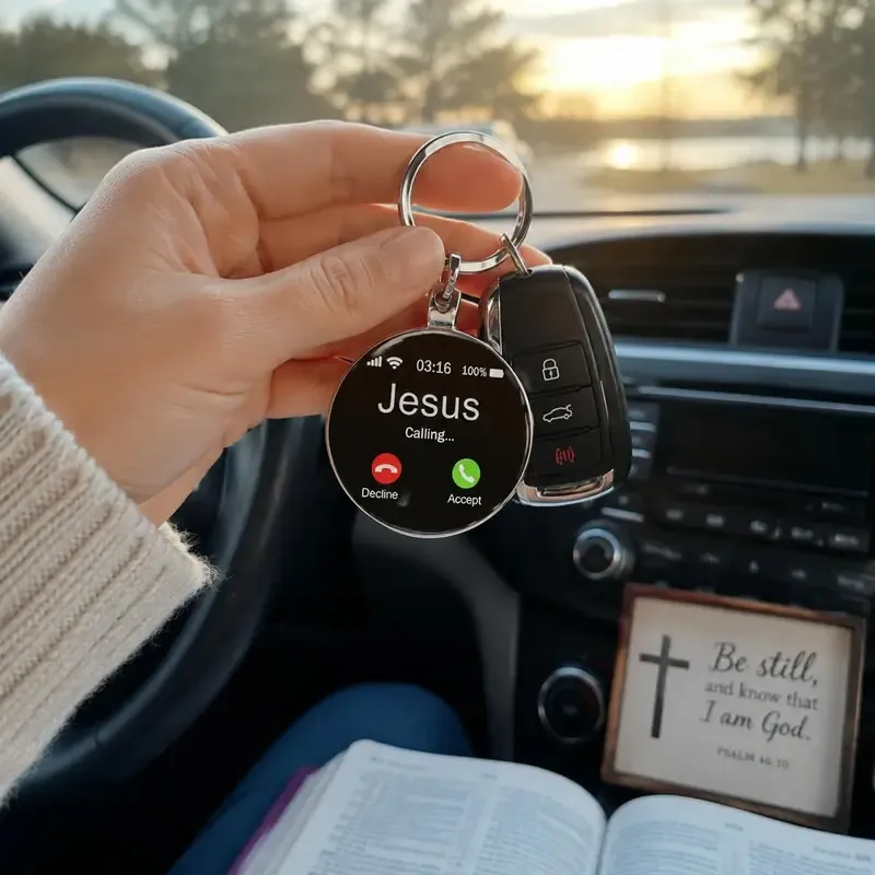 8PCS Jesus Calling Keychain, Christian Key Ring Gift, Faith Inspirational Keychain, Religious Gift for Men Women, God Bless You Reminder