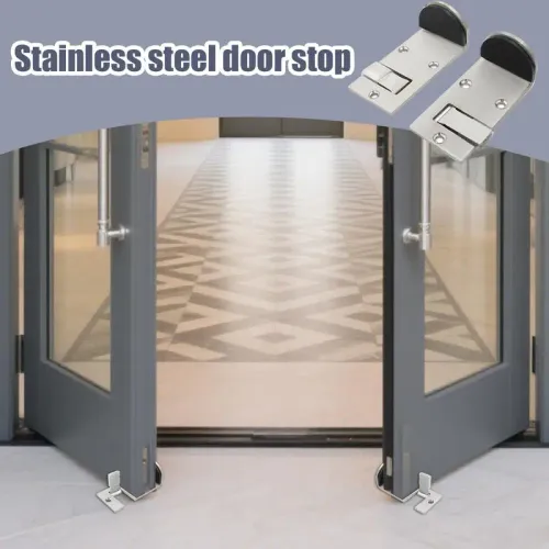 Floor Door Stopper Silent Exterior Door Stop Anti-Collision Foldable Doorstop With Rubber Bumper Wall Protector Bottom For