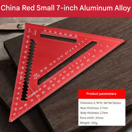 7-inch Aluminum alloy triangular ruler 45 degree protractor