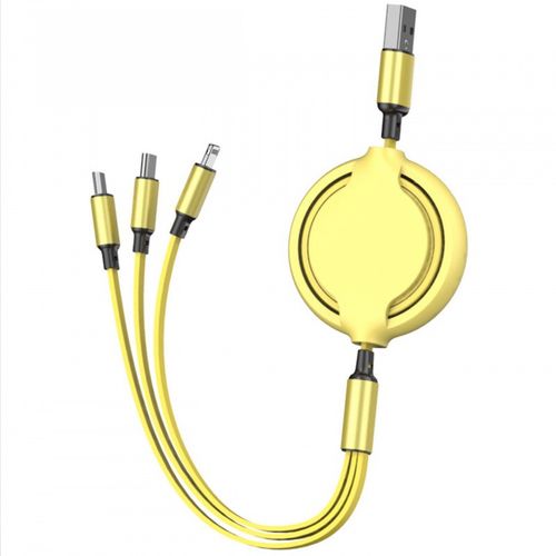 3-in-1 Retractable USB Data Cable — Multi-Interface Fast Charging Cable for Transsion, iPhone, Samsung, Huawei, and Xiaomi