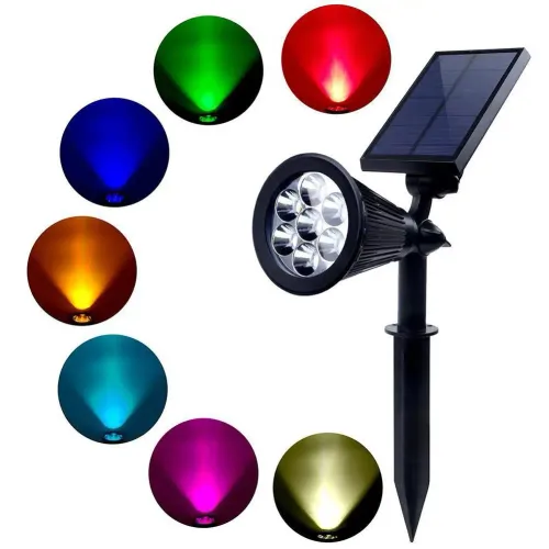 7-LED Outdoor RGB Solar Waterproof Spotlight — Garden Landscape Light (Suitable for Walls, Pathways, Trees, and Lawns)