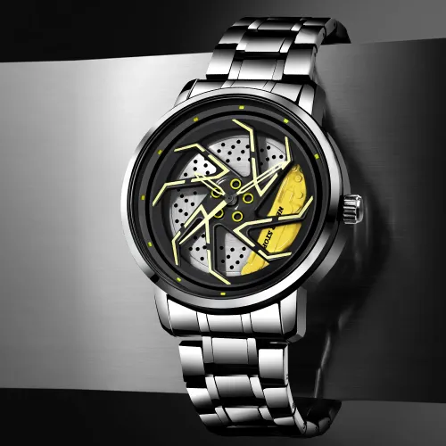 NS Blade Wheel Caliper Men's Quartz Belt Watch - Creative Design Unisex Wristwatch
