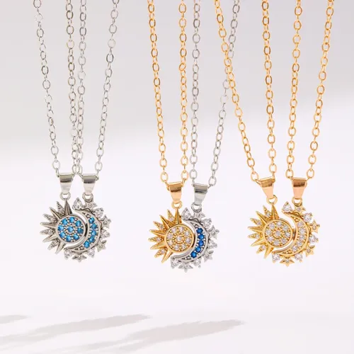Stainless Steel Magnetic Sun Moon Couple Necklace Fashion Chain for Men and Women Good Friend Gifts Trend Jewelry