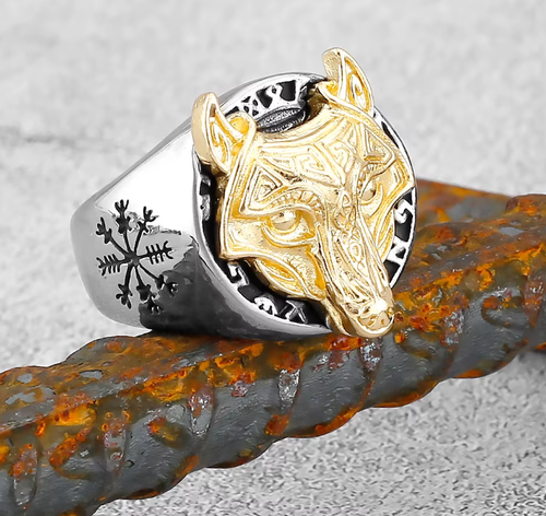New Design Creative Retro Viking Wolf Animal Ring Nordic Men's Fashion Amulet Jewelry Ring Male and Female Friends As A Gift