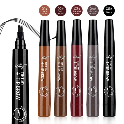 A set of 5 colors 4-prong eyebrow pencils, waterproof liquid eyebrow pencils, long-lasting eyebrows
