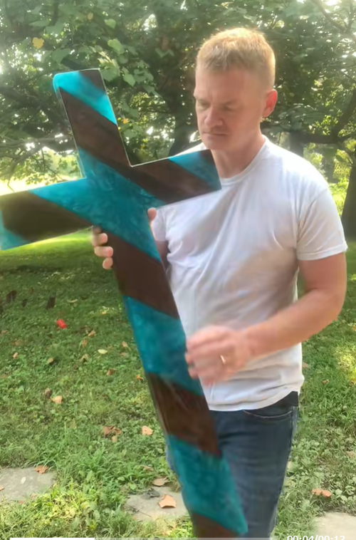 Handmade Epoxy Resin Wooden Cross Wall Decor