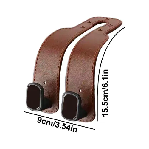 2pcs Car Seat Headrest Hooks 2 In 1 Soft Leather Car Seat Back Hook For Purse & Bag Backpack Double Hook Car Seat Hanger Accessories