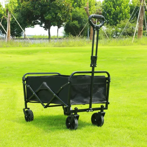 Collapsible Foldable Wagon Cart, Large Capacity Garden Beach Cart with All-Terrain Wheels, Heavy Duty Utility Grocery Wagon with Drink Holders for Shopping Sports Camping