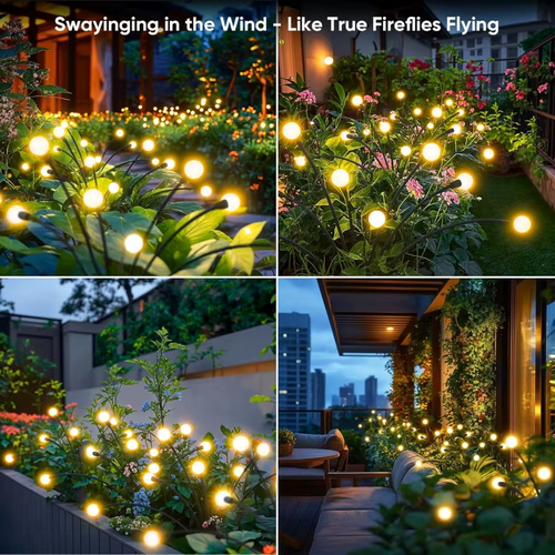 3PCS Solar Garden Lights Solar Firefly Swaying Decorative Light for Yard Pathway Christmas Halloween Decoration Ambient Lighting