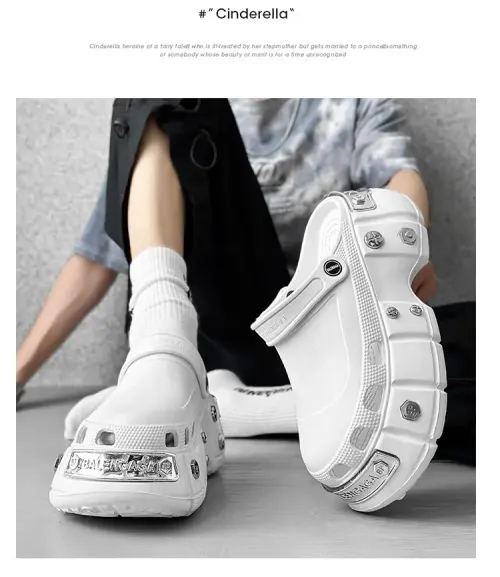 Men's casual sandals with thick sole and fashionable black color