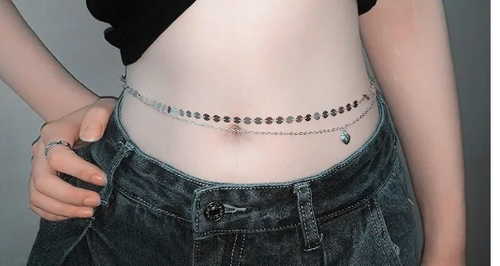 Fashion Simple Double Layer Bead Chain Ladies Waist Belly Chain Belly Belt Chain Fashion Body Jewelry Spring Summer Gifts