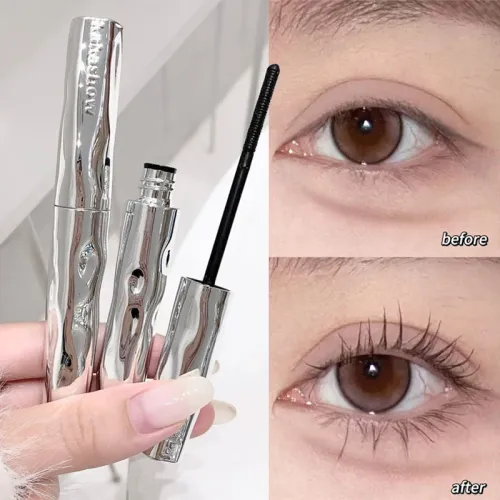 1 pc Silver Silk Fiber Matte Mascara Makeup Ultra-Fine Brush Lengthens Eyelashes Waterproof Fast Dry Eyelash Extension Mascara Makeup