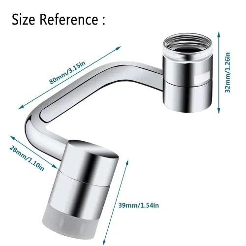 1pc 1080° Alloy Mechanical Arm Faucet Swivel Stainless Steel Faucet Extender Splashproof Dual Spray Mode Bathroom Sink Accessories Universal, with Adapter