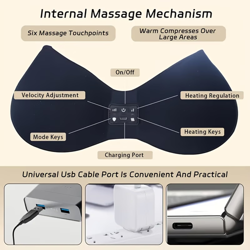 New electric breast massager: 3 buttons, 6 vibration heads