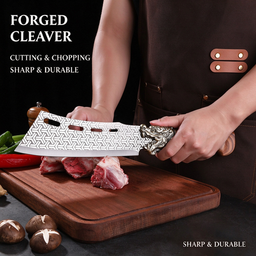 Longquan Hand-Forged Chopping Cleaver: Master-Crafted Full-Tang Axe for Bone, Wood, and Outdoor Chopping