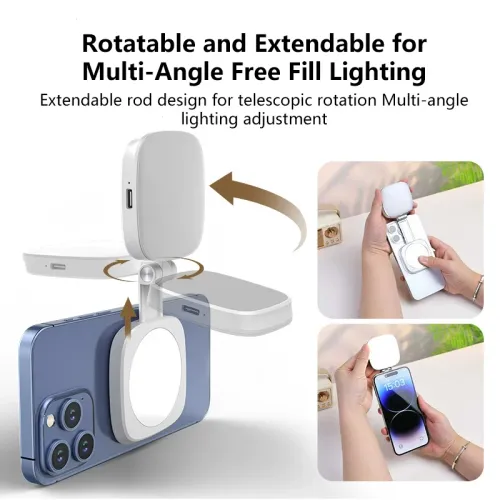 Magnetic Fill Light Portable And Foldable Selfie Phone Live Photography Mini Makeup Mirror Beauty Light Three Gear Adjustment