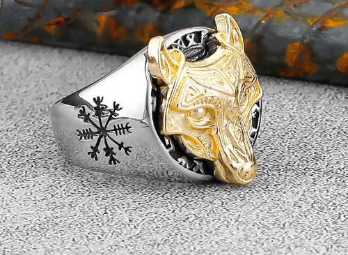 New Design Creative Retro Viking Wolf Animal Ring Nordic Men's Fashion Amulet Jewelry Ring Male and Female Friends As A Gift