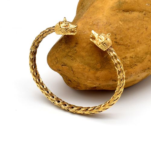 Stainless Steel Skull Open Men's Bracelet Wolf Head Woven Chain Charming Male Wrist Accessories Wholesale Birthday Gift