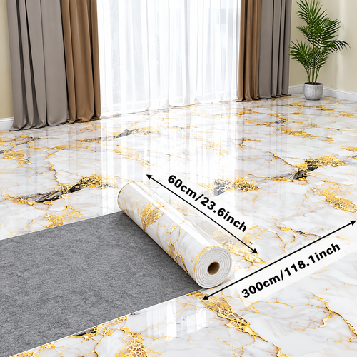 60×300cm Waterproof and Oil-Proof Gold-Vein Marble Pattern Floor Sticker