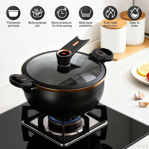 8L Ceramic Enamel Micro-Pressure Pot (28cm Large-Capacity Non-Stick Stew Pot)