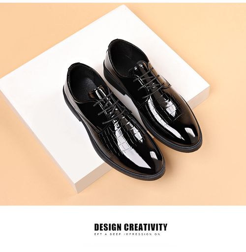 Premium Plus Size Men's Glossy Formal Dress Shoes, Versatile Business Casual Footwear