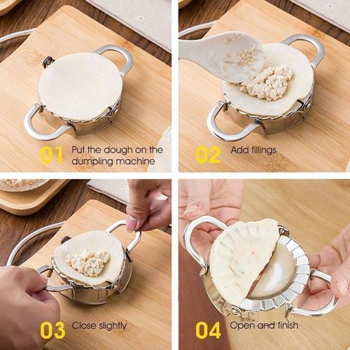 2-Piece Set Includes: Large (9.5 cm) 304 Stainless Steel Dumpling Wrapper Cutter + Large (9.5 cm) Dumpling Mold — Best-Selling Dumpling Mold Set