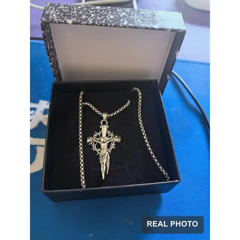 Vintage Thorn Halo Cross Pendant Necklace