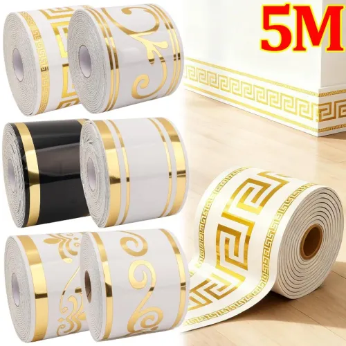 5m Self-adhesive Skirting Board Decor PVC Wall Sticker Anti-Collision Waterproof Wall Sticker