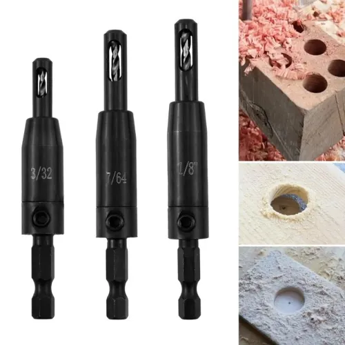 3 PCS Self Centering Drill Bit Set Clic-Change HSS Center Drill Bit Hex Shank Hinge Drill Bit