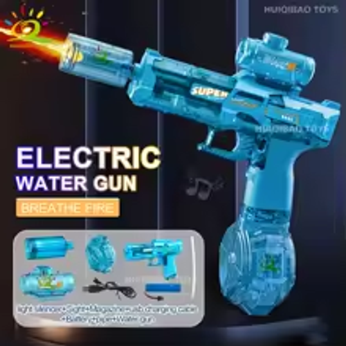 Electric Pulse Water Gun Simulated Flame Sensor Light Fully Automatic Fights Toy Water Pistol Outdoor Beach Toys Adult