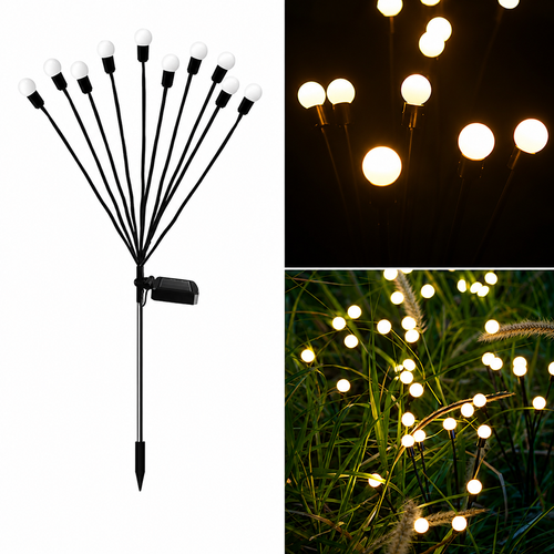 3PCS Solar Garden Lights Solar Firefly Swaying Decorative Light for Yard Pathway Christmas Halloween Decoration Ambient Lighting