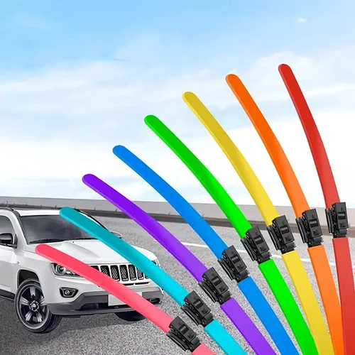 A Pair of Colourful Silent Windshield Wipers - Easy to install quick-release clip, Durable and Wear-resistant Stylish Design for Clear, Quiet Drives!