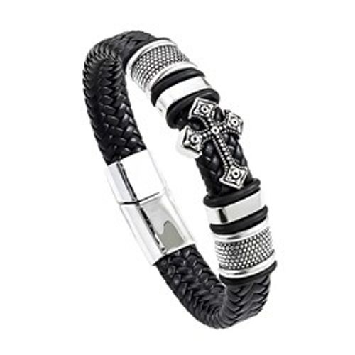 Men's Leather Bracelets And Peace Cross Magnetic Clasp Jewelry Bracelets Man Souvenir Gifts