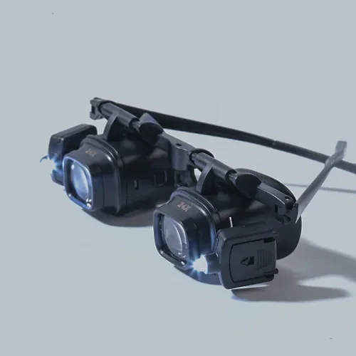 24X Head Mount Magnifier Headband Magnifying Glass Watch Jeweler Magnifier LED Lights Loupe Microscope