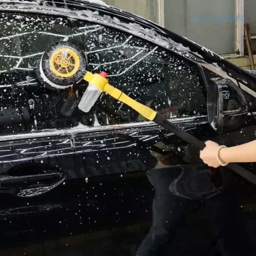 Car Wash Brush with Extendable Handle, Microfiber Chenille Mop Head, Self-Rotating Cleaning Tool for Auto Detailing