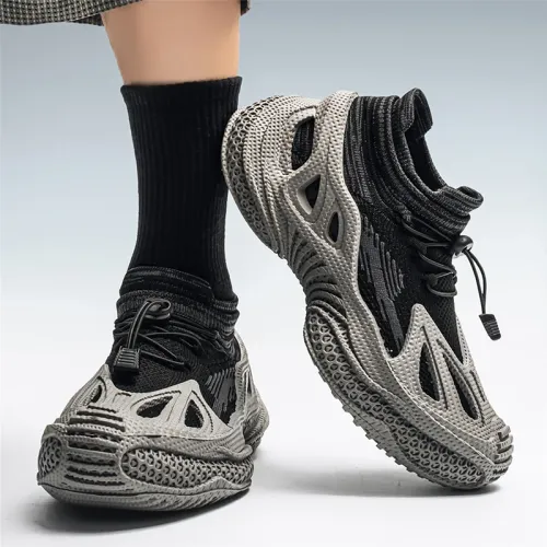 Lazy Knit Casual Sneakers For Men Stretch Breathable Comfort Insole Anti Slip Outsole Commute Outdoor Walking Athletic