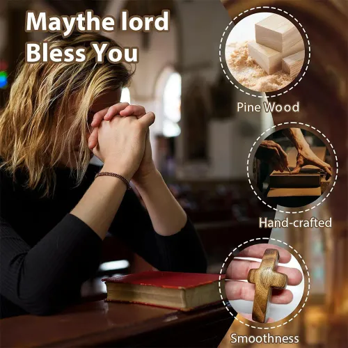 3Pcs -10Pcs  Black Walnut Wood Pocket Cross Stress Relief Spiritual Companion Cross My HeartPocket Christian Gift for Prayer & Faith