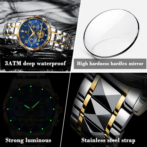 Swiss Luxury Men Watch Top Original Waterproof Luminous Chronograph Man Wristwatch