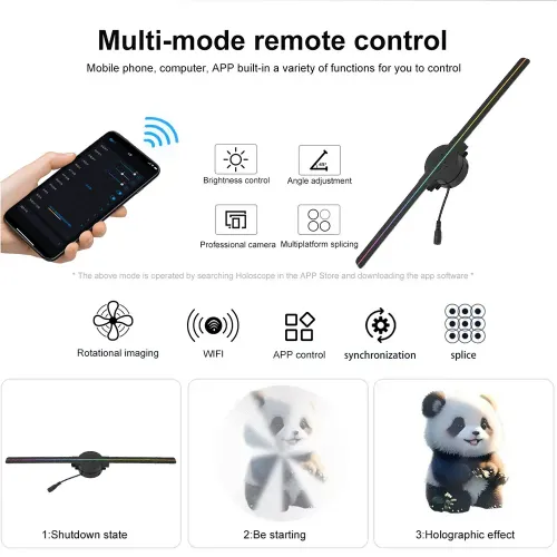 Naked Eye 3D Holographic Fan Screen Stereo Display Suspended Projection Light Suspended Imaging Advertising Machine LED