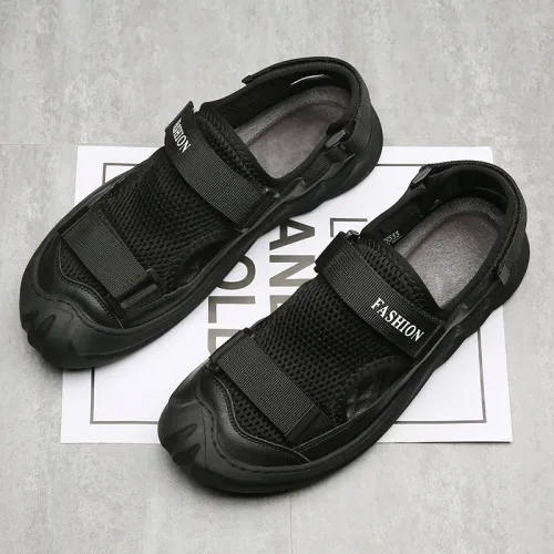 Summer New Men's Sandals Leather Breathable Mesh Sandals Outdoor Casual Portable
